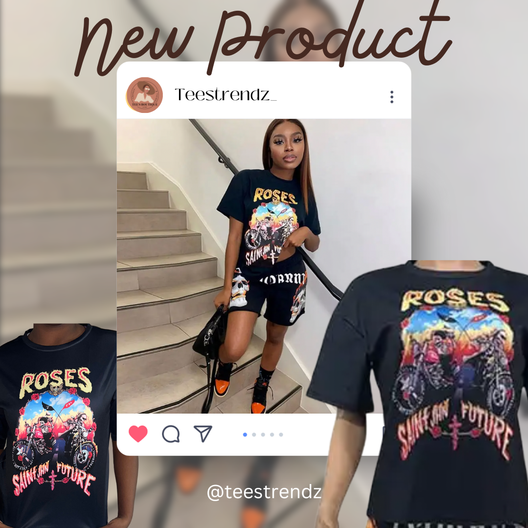 Rock Roses Graphic Tee & Shorts