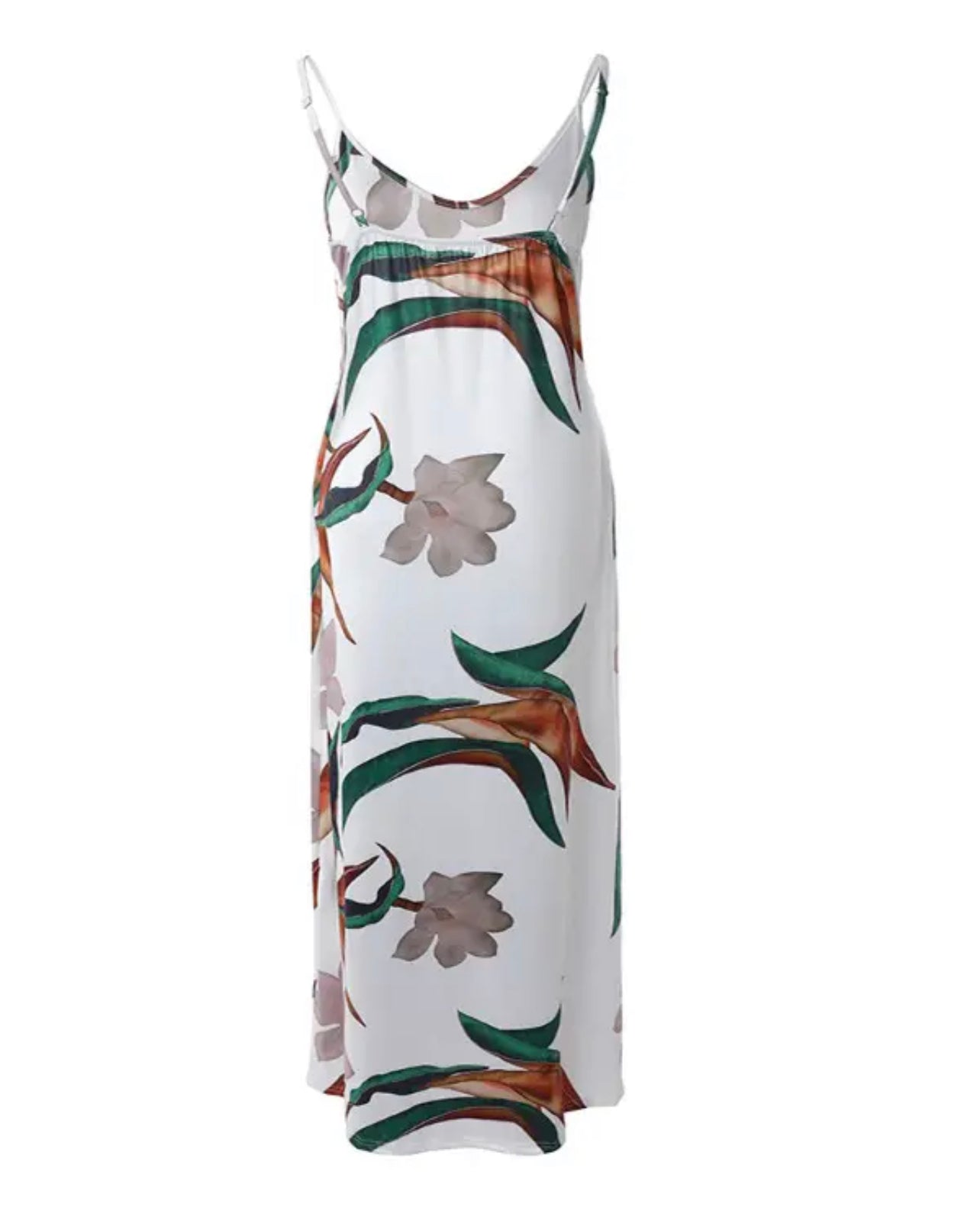 Tropical Print Pocket Design Maxi Dress
