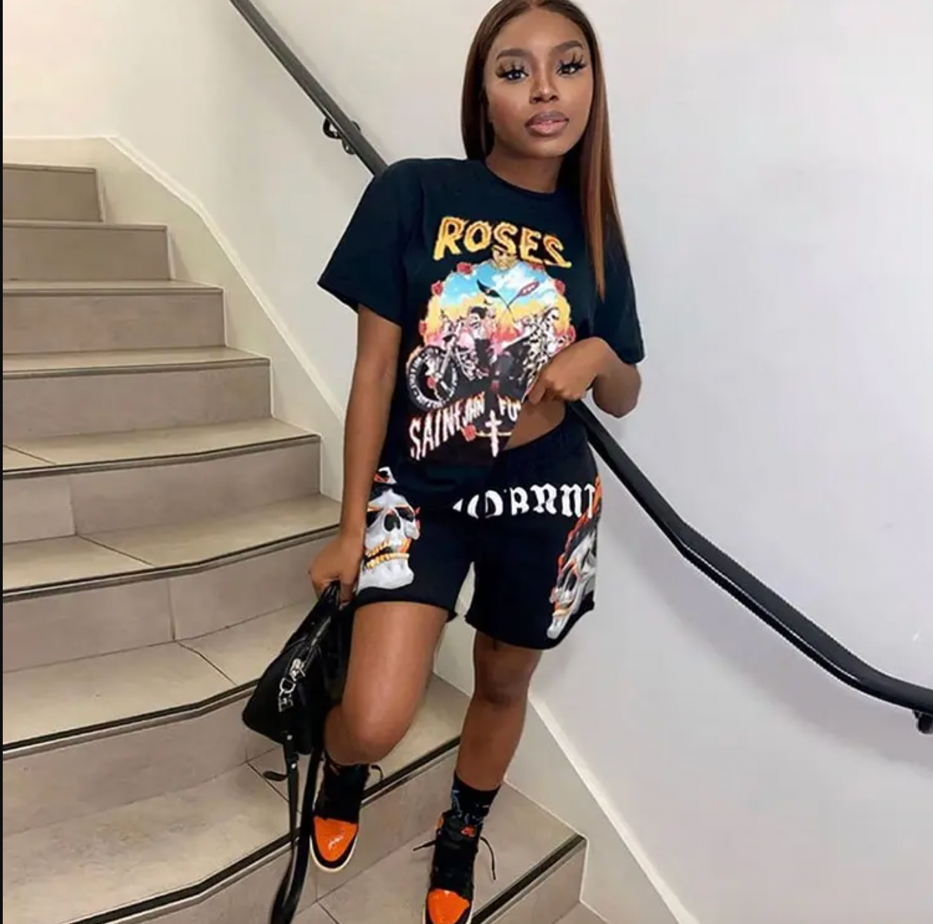 Rock Roses Graphic Tee & Shorts