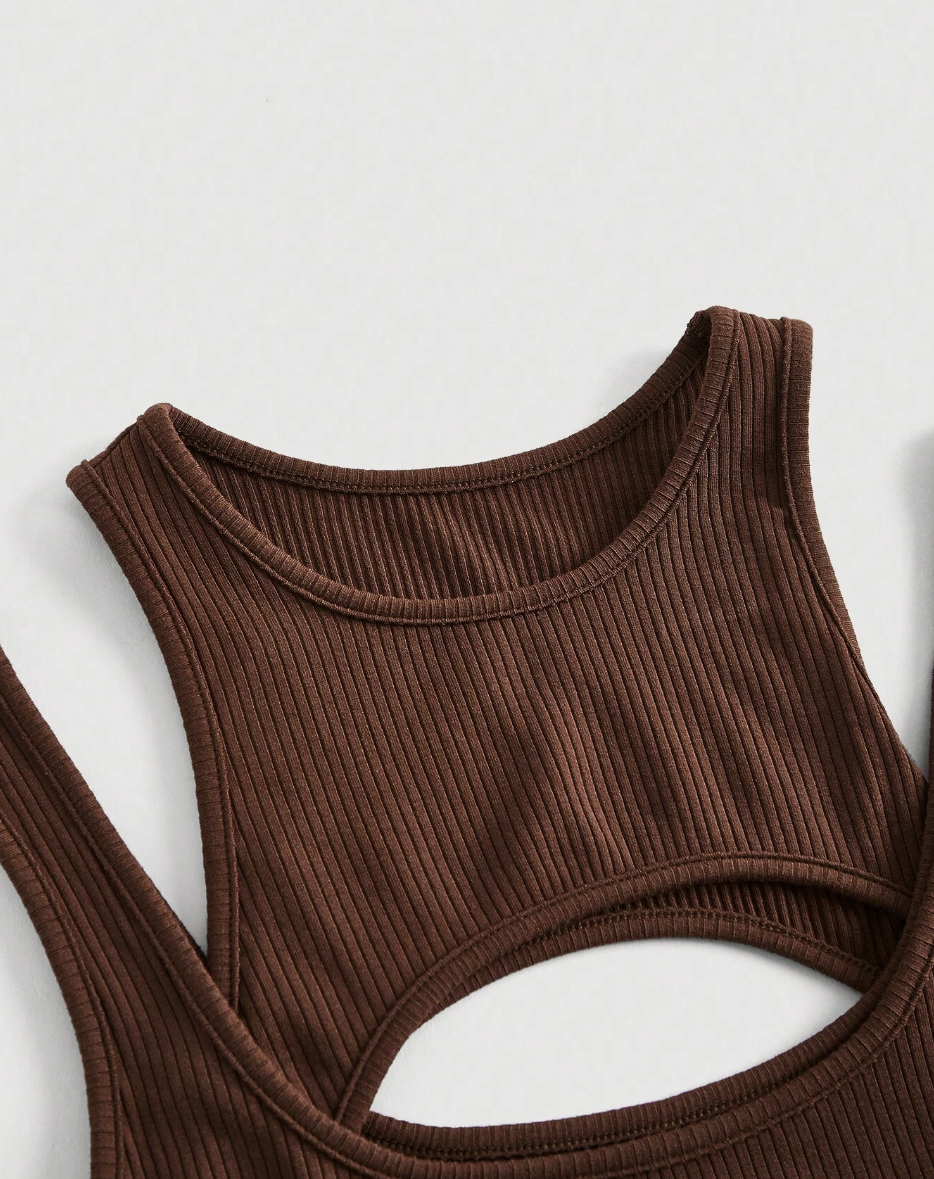 Tee's Cut Out Ribbed Knit Tank Top