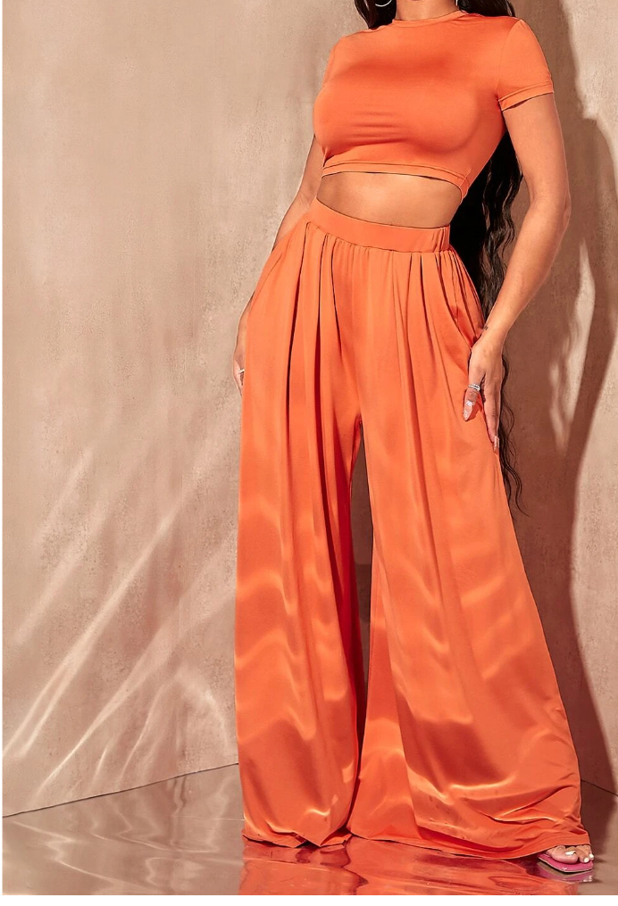 Tee's Fall Crop Top & Wide Leg Pants