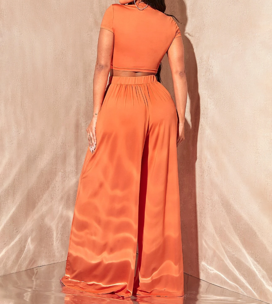Tee's Fall Crop Top & Wide Leg Pants