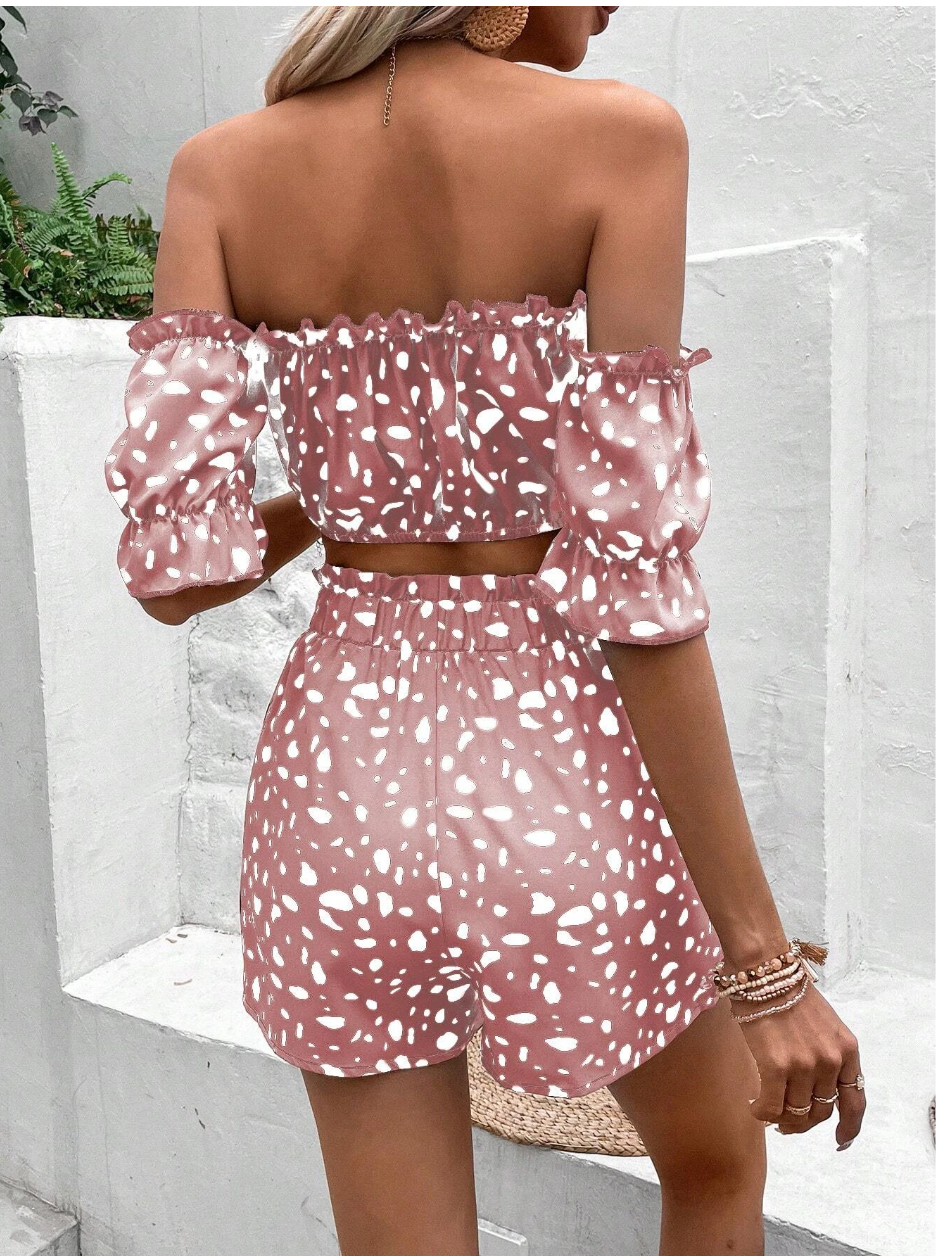 Pink Frills 2 Piece Short Set