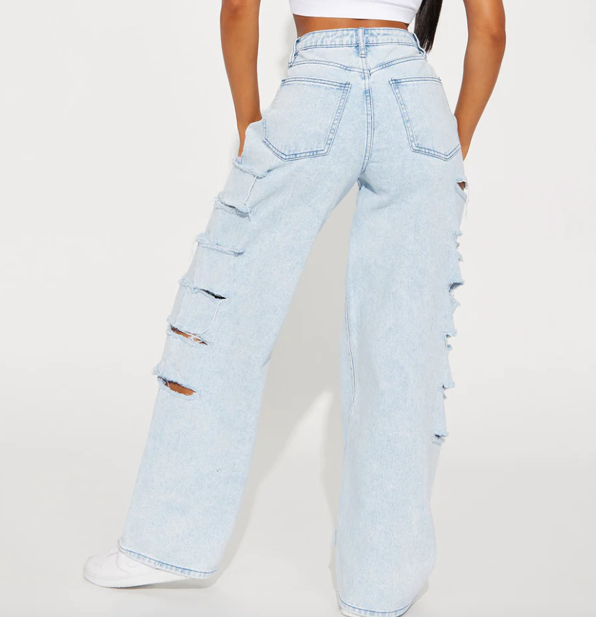 Snowflake Ripped Baggy Jeans