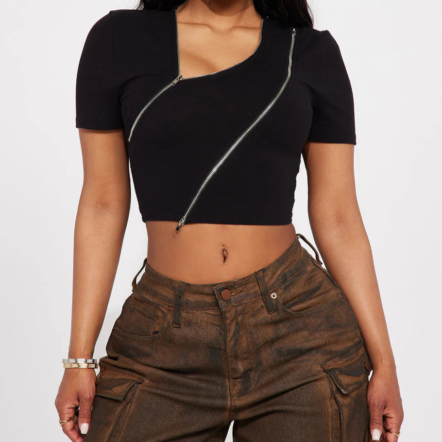 Double Zipper Crop