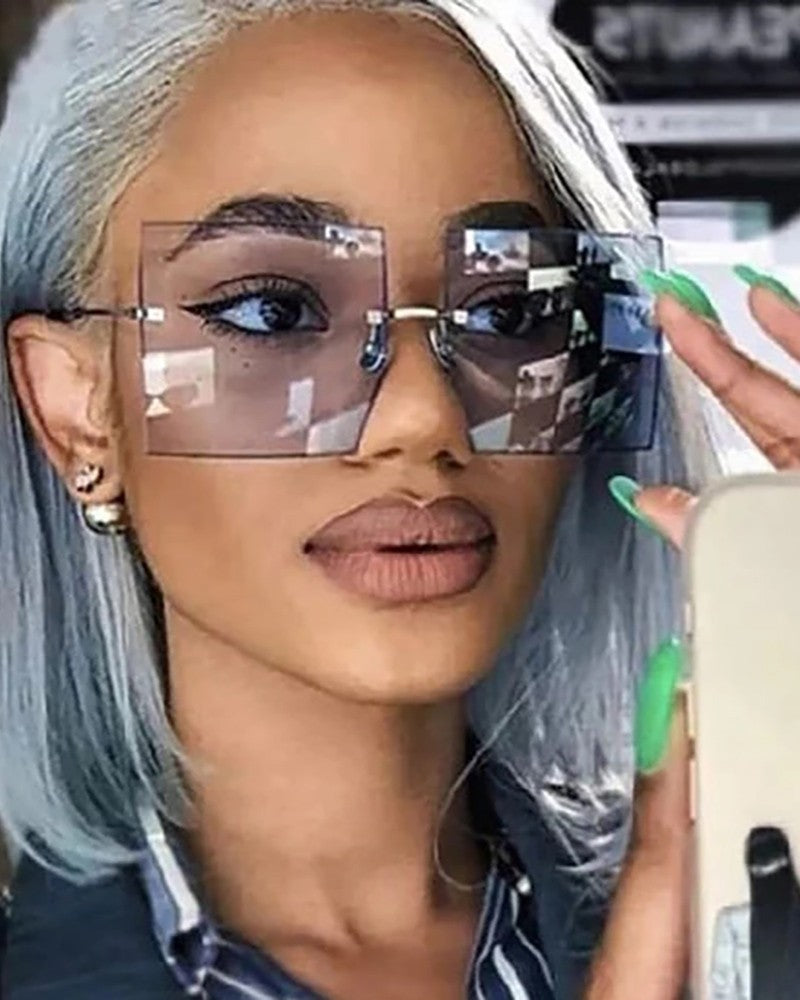 Vintage Square Rimless Sunglasses
