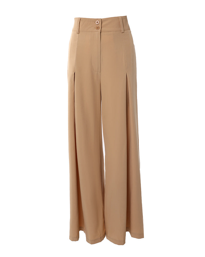 High Waist Ruched Wide Leg Pants ( No Belt)