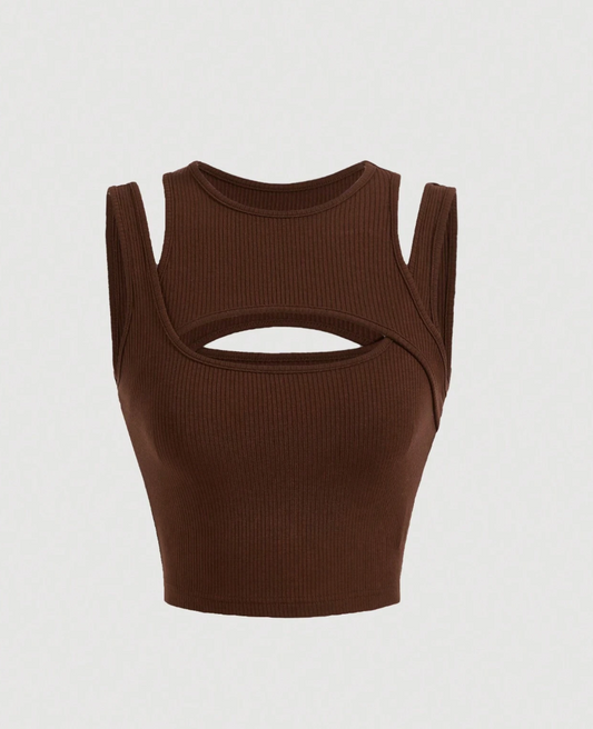 Tee's Cut Out Ribbed Knit Tank Top