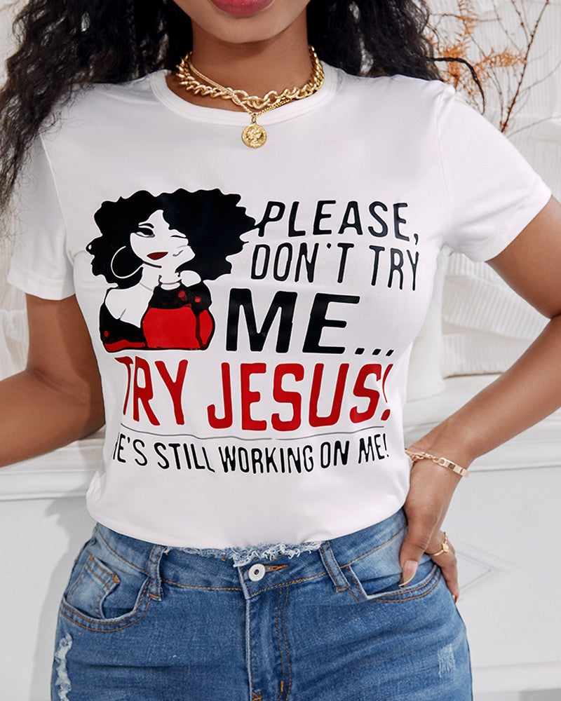 Try Jesus Short Sleeve Casual T-shirt